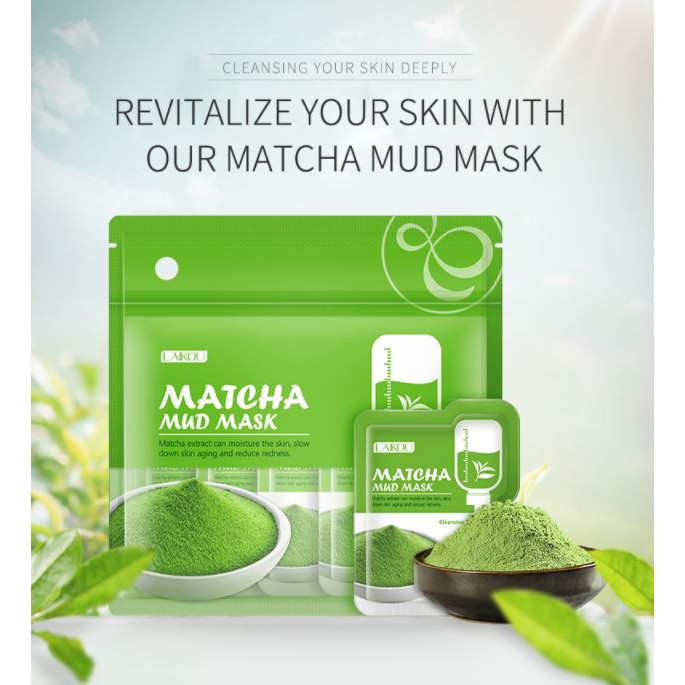 Lẻ 1 Gói Mặt nạ bùn trà Long Tỉnh Laikou kiềm dầu sạch da cấp nước Matcha Mud Mask