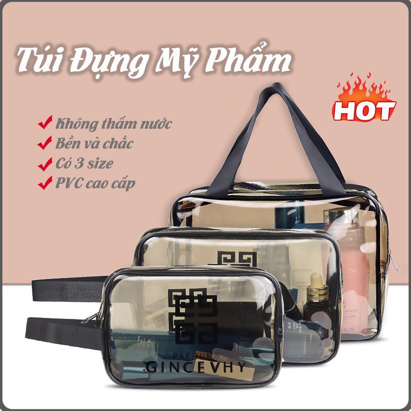 Túi Đựng Mỹ Phẩm, Túi Đựng Đồ Trang Điểm Trong Suốt Có Quai Xách Moda.H