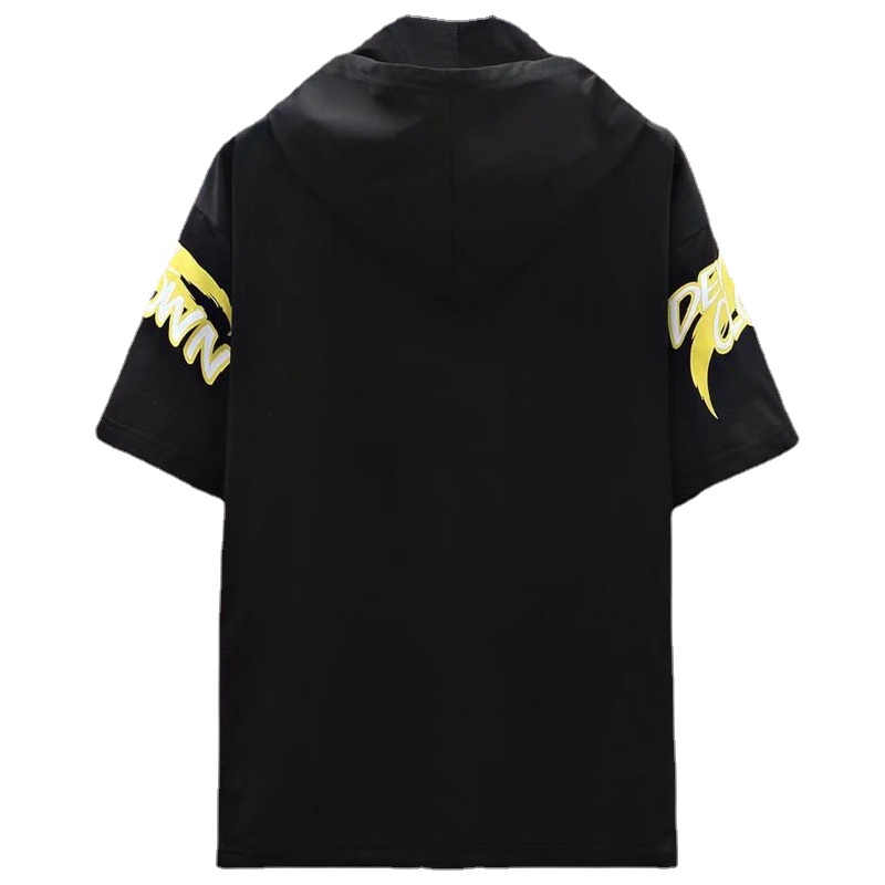 Áo Thun Tay Ngắn Có Mũ Trùm Đầu Phong Cách Thời Trang Nhật Bản Cho Nam Giới Có size Lớn [M-5XL]