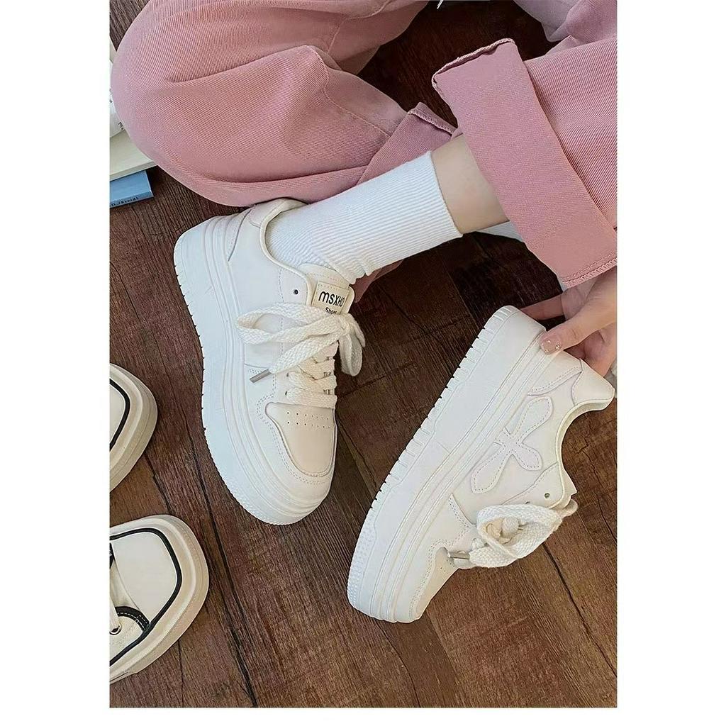 Giày Thể Thao Da Mềm Màu Trắng Thời Trang Mùa Hè Hàn Quốc 2023