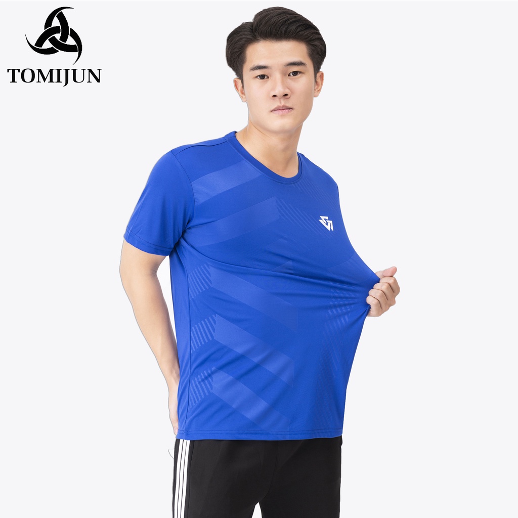 Áo Thể Thao Nam Cộc Tay TOMIJUN Áo thun lạnh cổ tròn, ép vân cao cấp, phong cách, mạnh mẽ và năng động _AOW