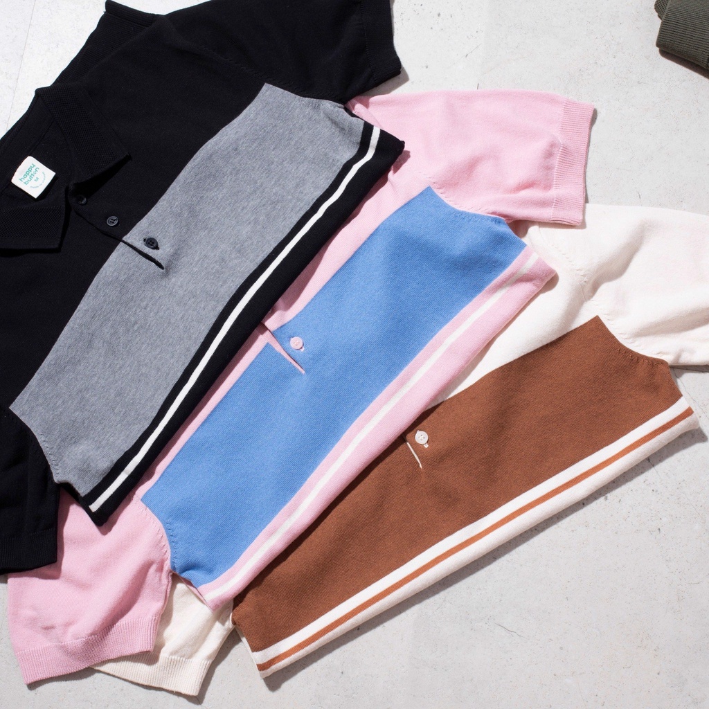 Áo polo nam ngắn tay HB chất liệu len dệt phối màu sọc ngang | KATUS STORE 00601