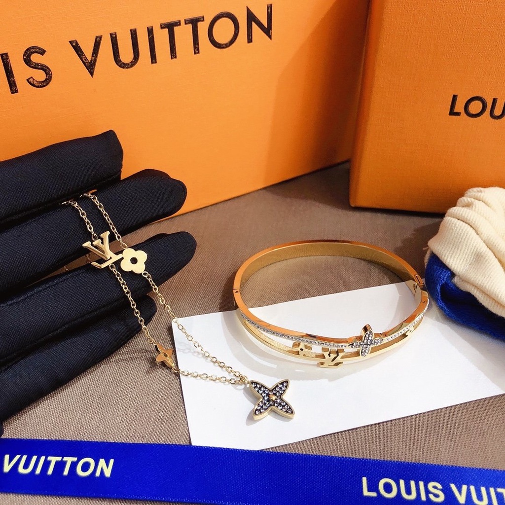 LOUIS VUITTON Vòng cổ Thép Titan Họa Tiết Lv Sang Trọng Cho Nam Nữ