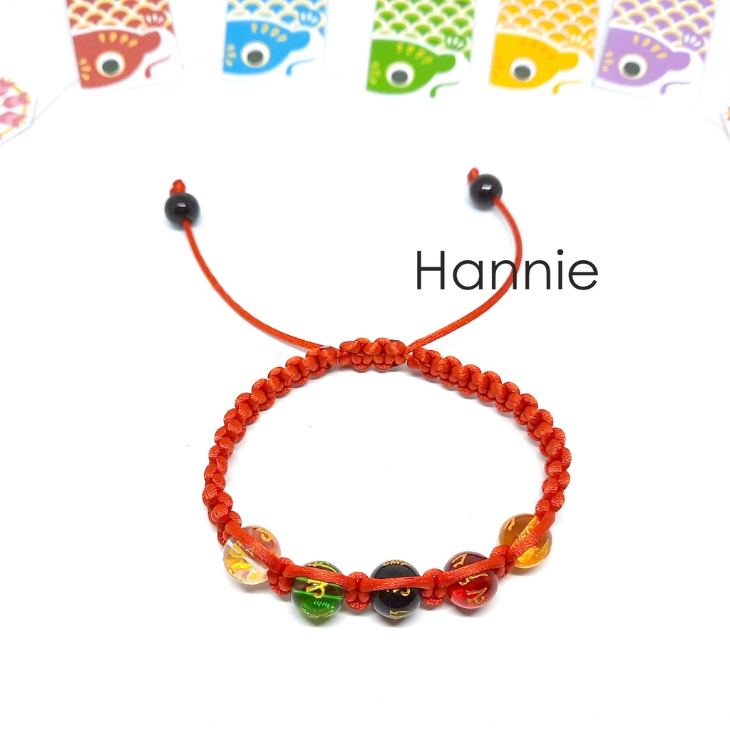 Vòng chỉ ngũ sắc kim tuyến Lục đại minh chú may mắn phong thủy đeo tay nam nữ handmade đơn giản
