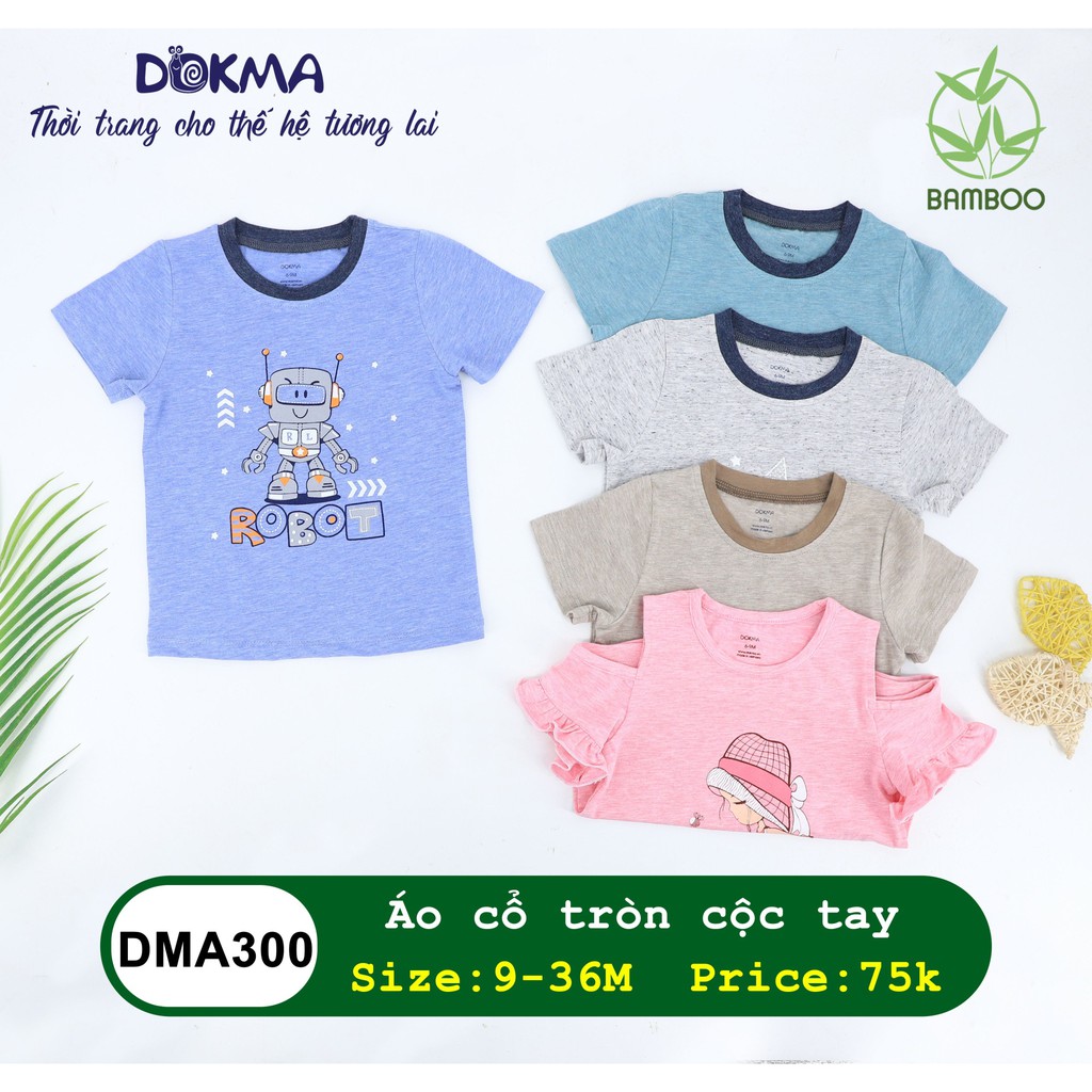 [Mã FAMAYFA2 giảm 10K đơn 50K] DMA300 Áo cổ tròn cộc tay Dokma vải sợi tre (9-36M)