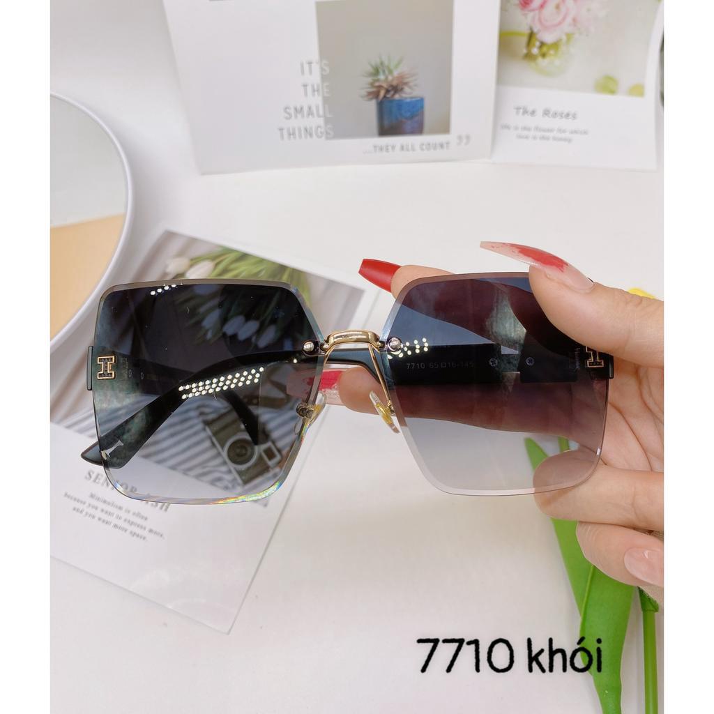 Kính mát thời trang nữ thiết kế form vuông hot trend gọng chữ H 7710- new avirral 2023 tặng bao da khăn lau kính