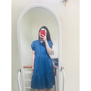 đầm suông cổ trụ