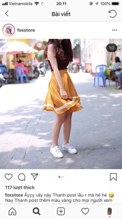 Chân váy Đỏ viền trắng fox store