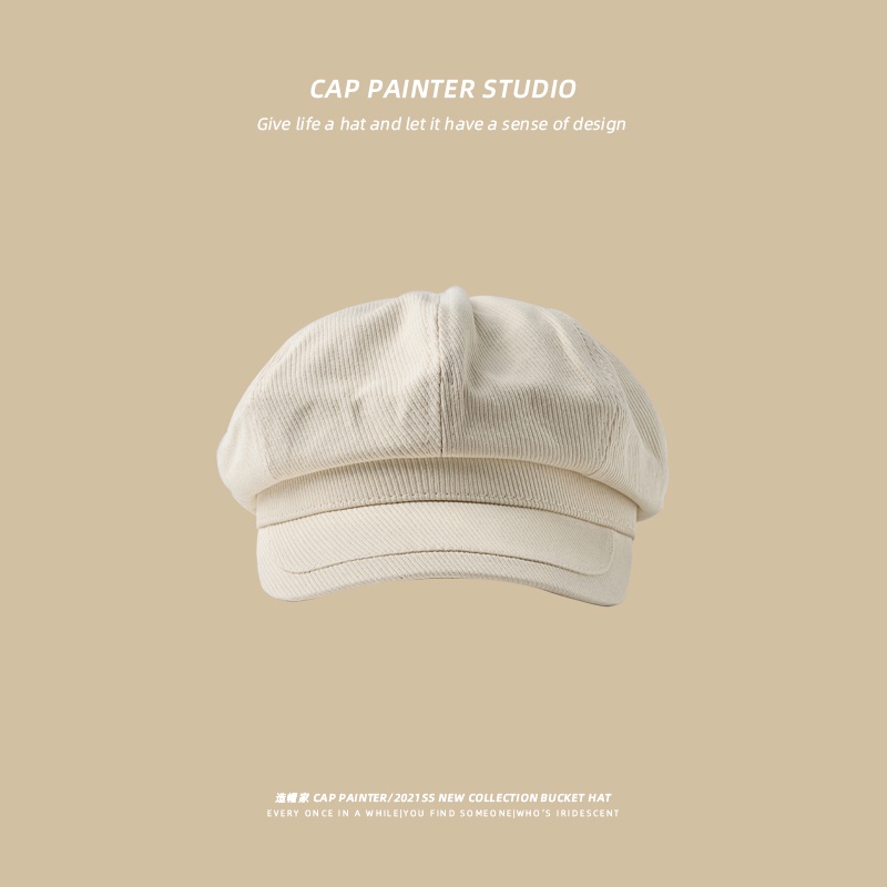 Mũ Beret Vải Kaki Màu Trơn Phong Cách Nhật Bản Dễ Phối Đồ Thời Trang Mùa Hè Cho Nam Và Nữ