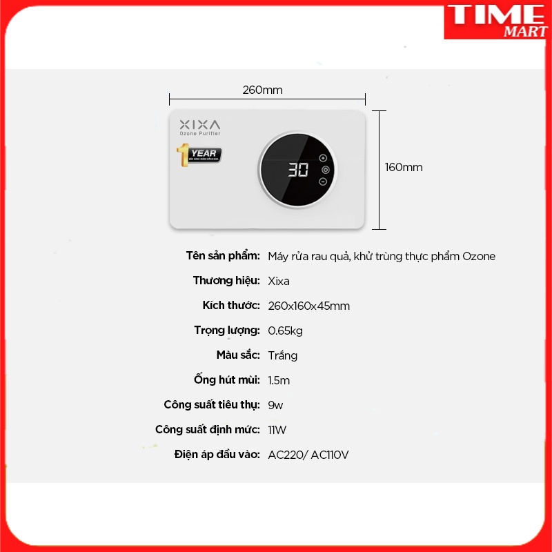 Máy rửa rau quả, khử trùng thực phẩm Ozone meleden [TIME_MART siêu thị tiện ích gia đình]