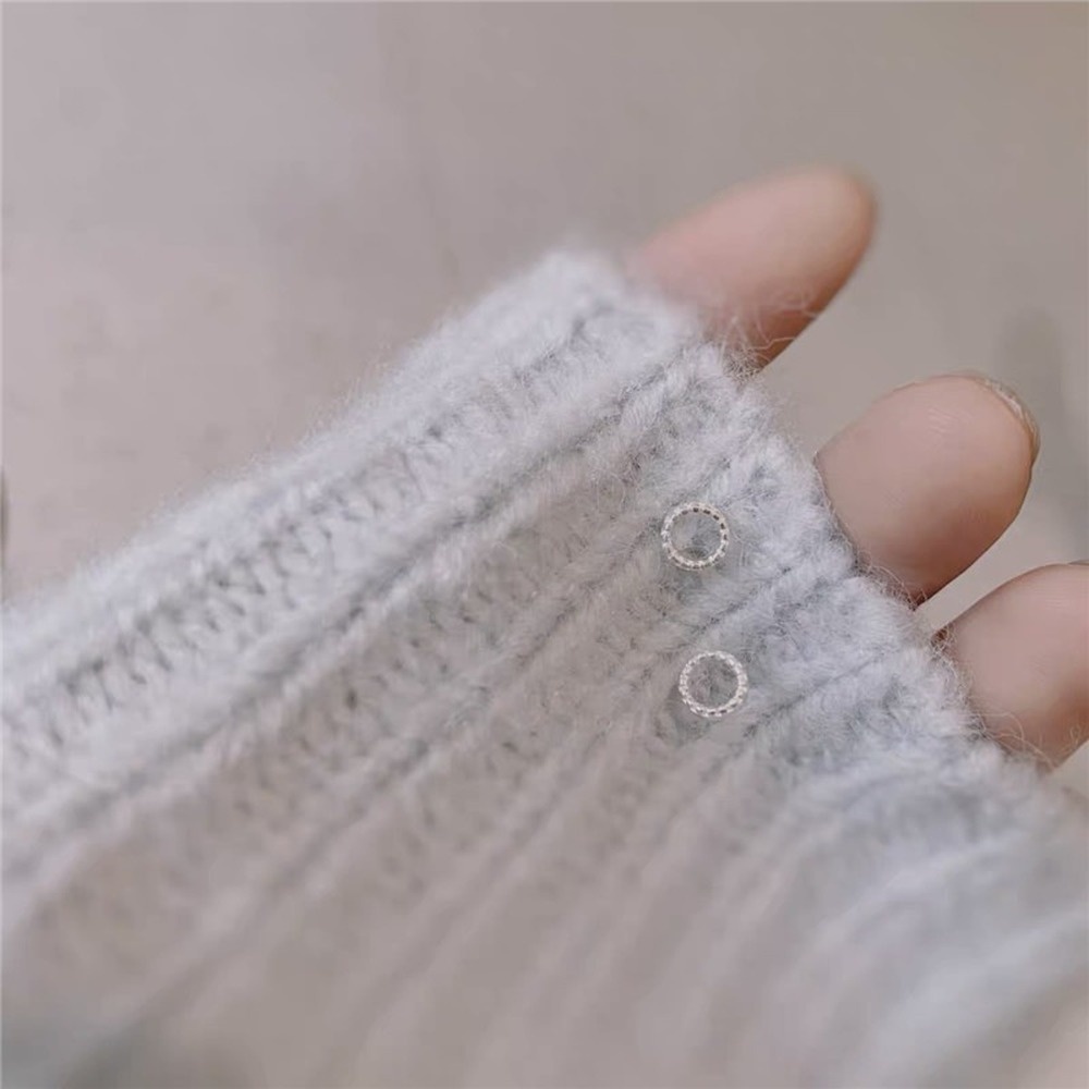 Bộ 6 Đôi Bông Tai Mini Bạc Đơn Giản Không Gây Dị Ứng Cho Nữ