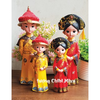 Bộ 02 tượng Hoàng Thượng và Hoàng Hậu cổ trang 3D sinh động