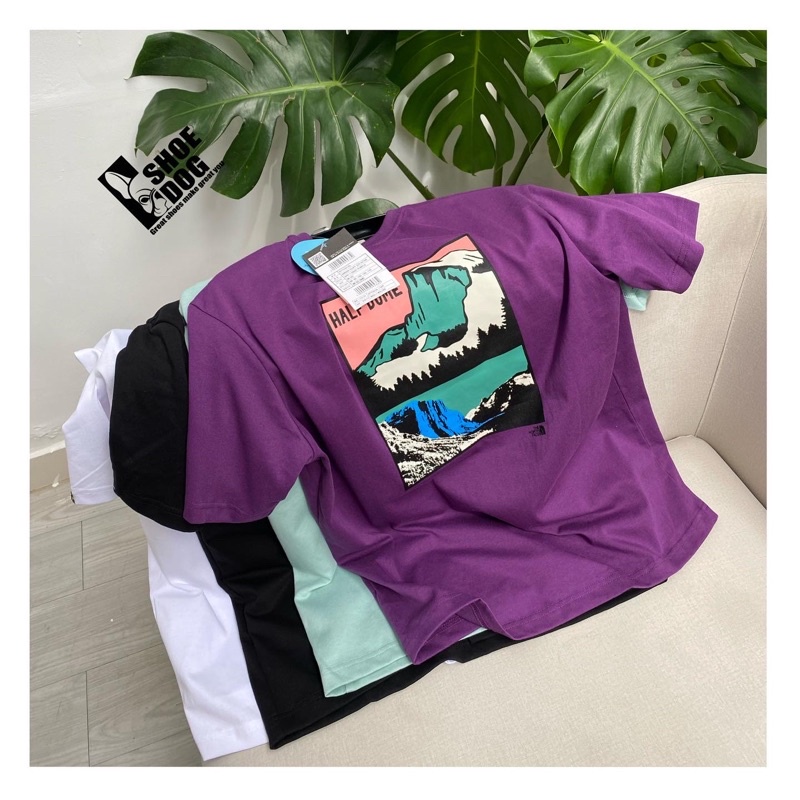 [Bao check chính hãng]Áo thun The North Face màu trắng và đen hình núi real