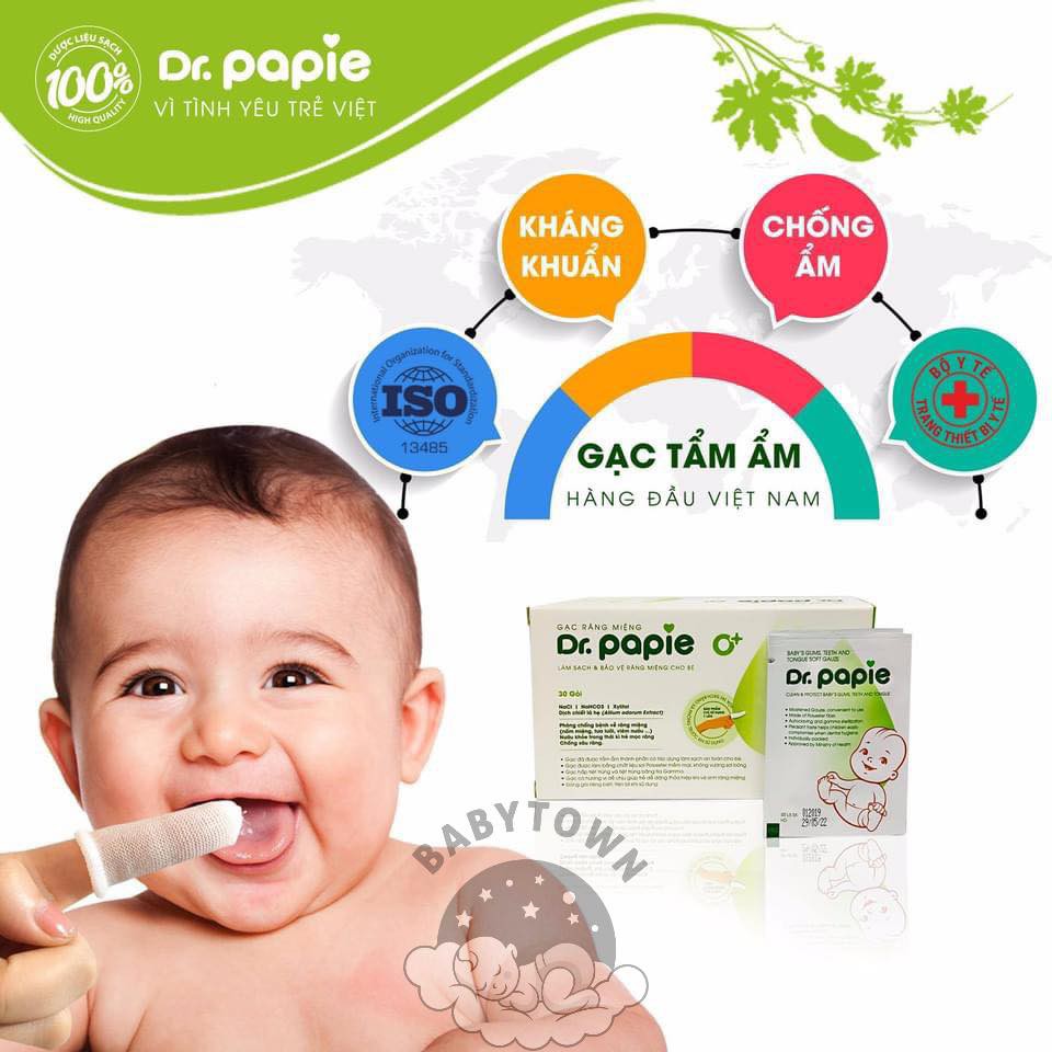 Gạc rơ lưỡi Dr.Papie ( Hộp 30 gói)