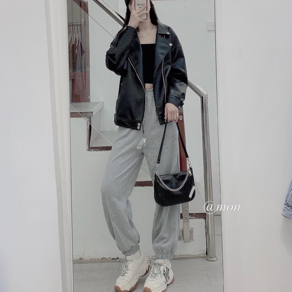 2101060 Quần nỉ tăm bo gấu Mon.Co - quần nỉ tăm - quần jogger nỉ tăm thời trang ulzzang freesize