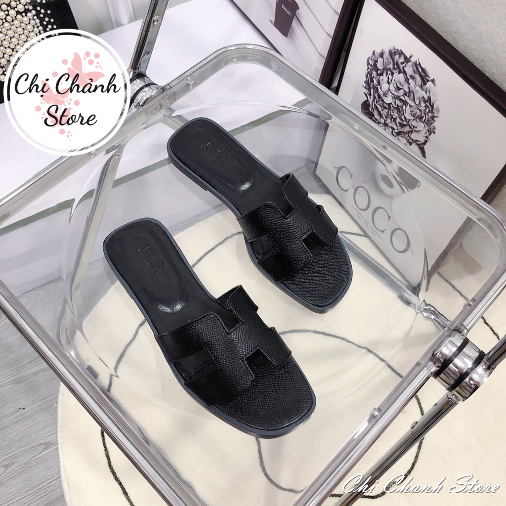 Dép Bản H Hàng Cao Cấp Chất Da Chuẩn Đẹp Vân Chống Trượt Mang Êm chân - D4 Chi Chanh Store