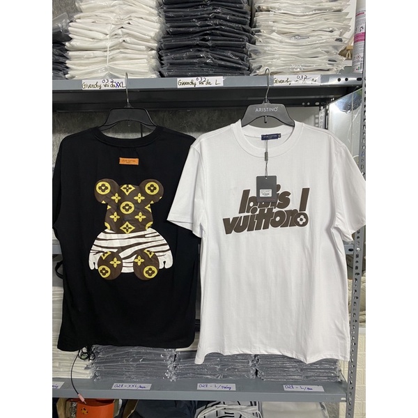 Áo Phông Thun Nam in Gấu 3D LV ngắn tay, chất cotton kiểu dáng năng động