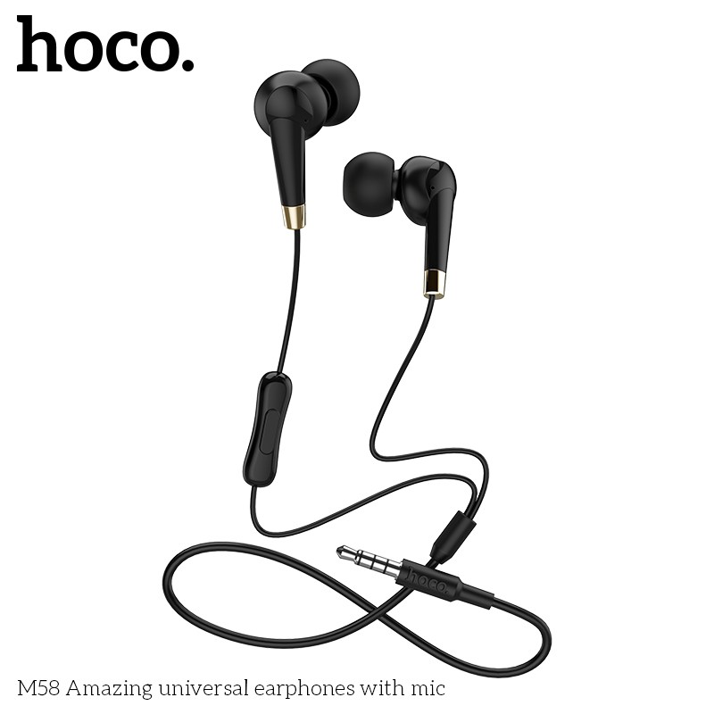 [CHỐNG ỒN] TAI NGHE NHÉT TAI HOCO. M58 3.5MM DÂY DÀI 1.2M BẰNG TPE ĐÀN HỒI CAO CẤP