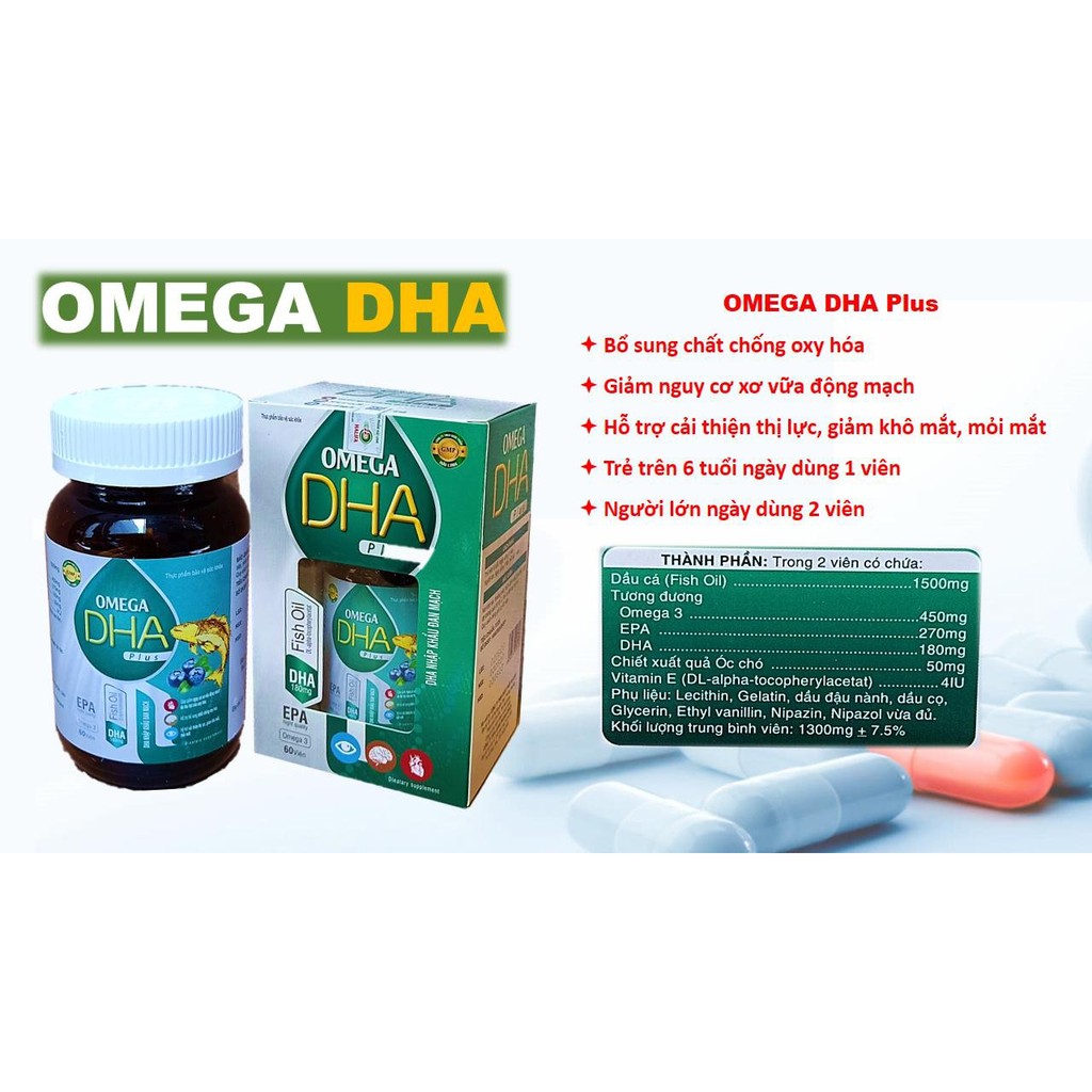 Viên dầu cá O.me.ga DHA Xanh Đậm 1500mg Nhập Khẩu Đan Mạch - Giúp bổ não, sáng mắt, khỏe tim mạch