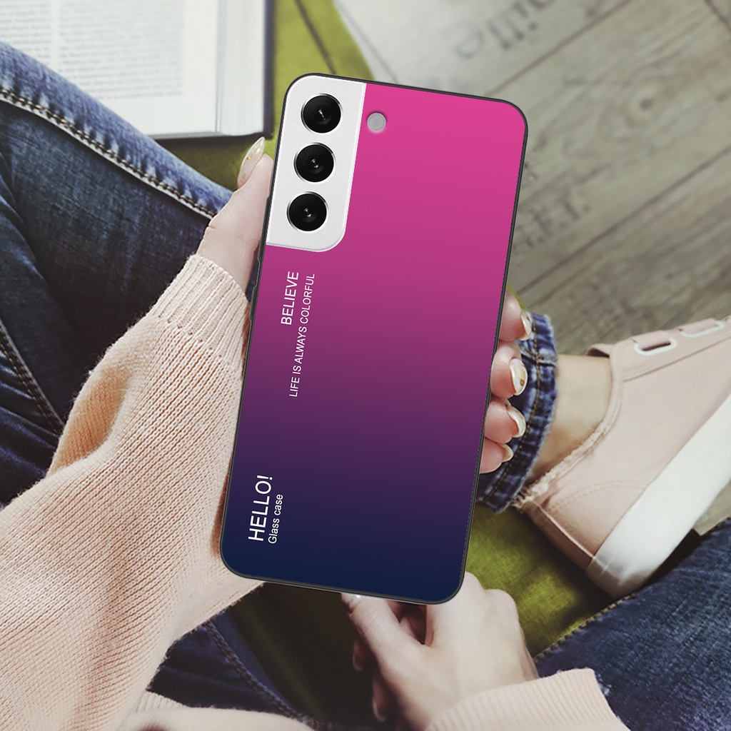 Ốp điện thoại Samsung Glaxy S22, S22 Plus - Gradient edition, chất liệu kính cường lực