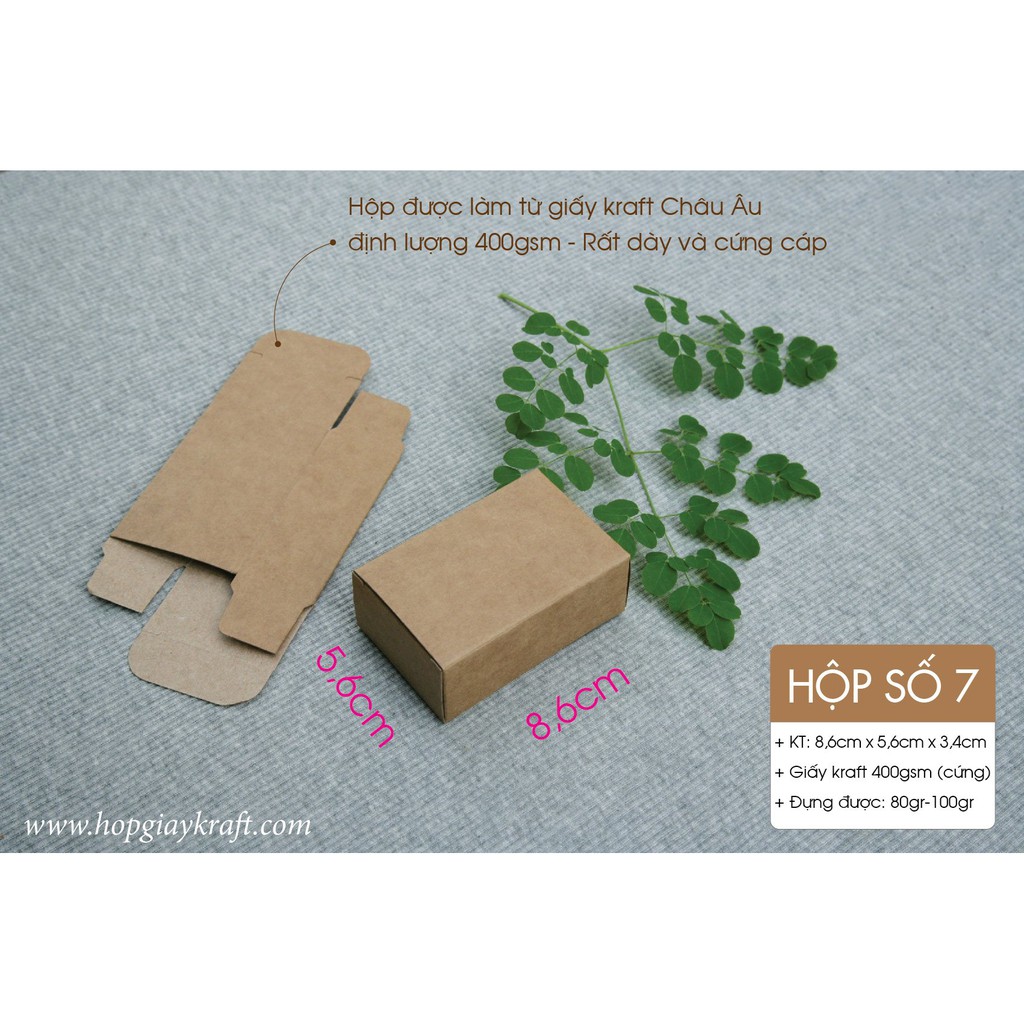 50 cái -  Hộp giấy kraft Handmade đựng quà tặng hộp xà bông xà phòng handmade - Hộp số 7