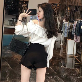 Áo 2 Dây Tay Dài Rớt Vai ( Trắng )