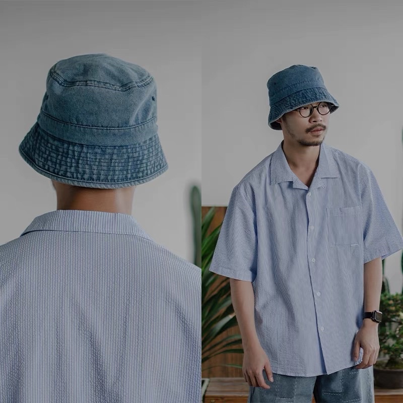 Mũ jeans denim bucket Unisex (hình thật) Mũ thời trang nam nữ