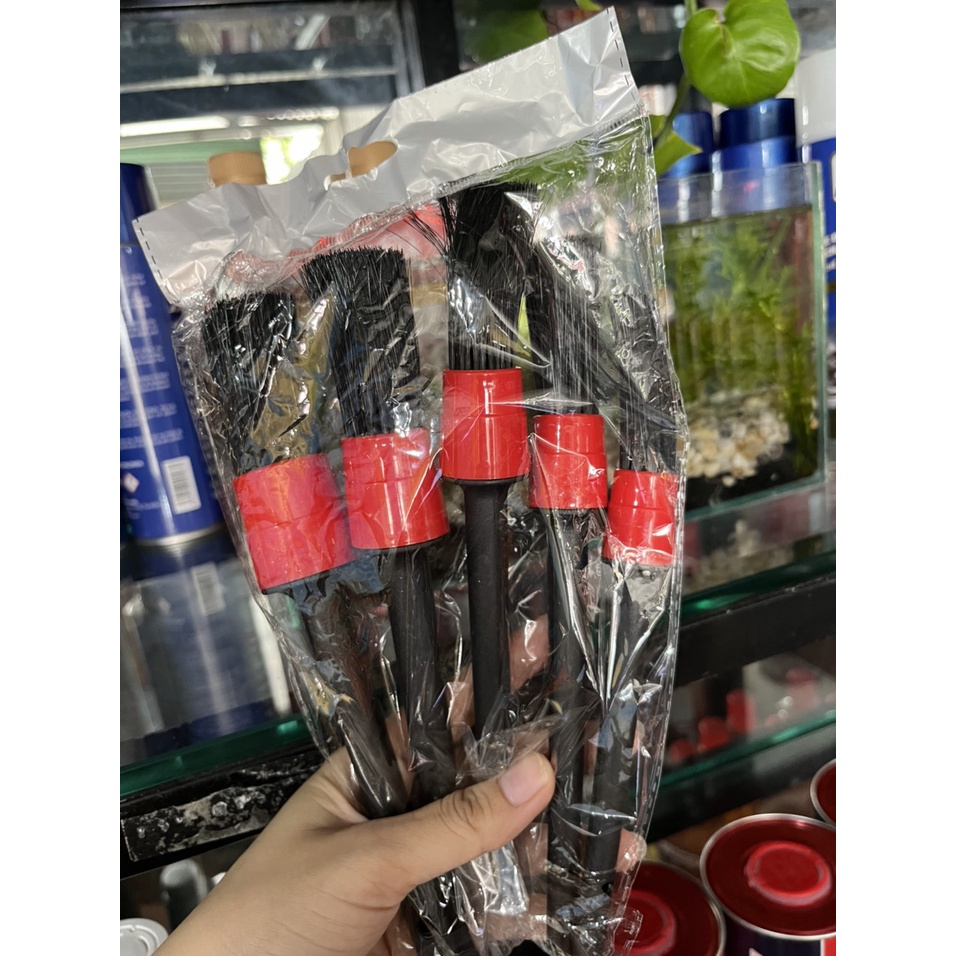 Bộ 5 Cây Chổi Cọ 5 Kích Thước Vệ Sinh Xe Máy Ô Tô, Cọ Rửa Xe Chi Tiết Khoang Máy, Mâm Xe, Nội Thất