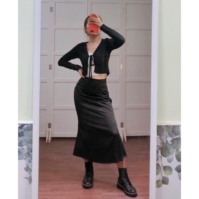 femi.lab chân váy lụa satin đuôi cá 2 lớp (midi silk skirt)