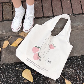 Túi vải tote quả đào