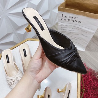 Dép sục nữ mũi nhọn nơ soắn gót 3 phân cực đẹp