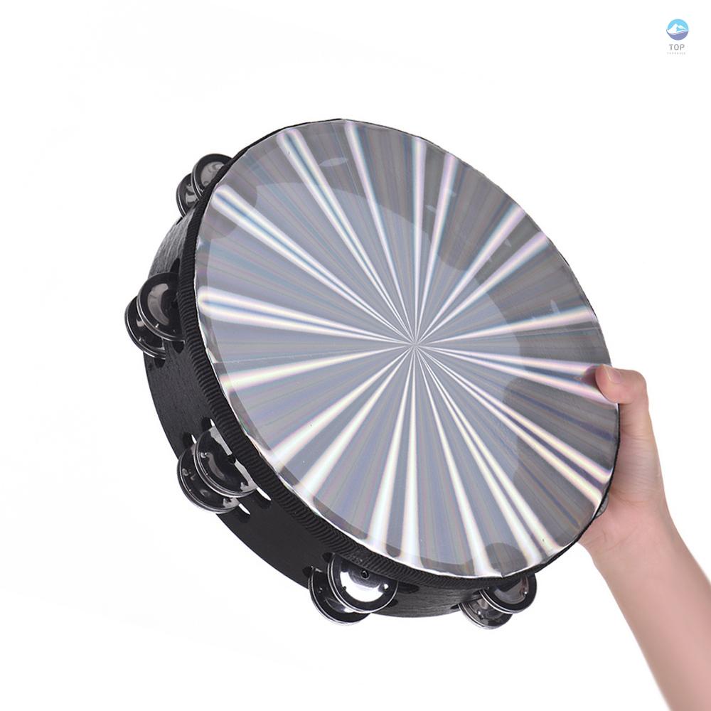 8 inch10 inch Trống Cầm Tay với Đôi Hàng Jingles Trống Phản Quang Nhạc Cụ cho Giáo Hội Người Lớn KTV Đảng