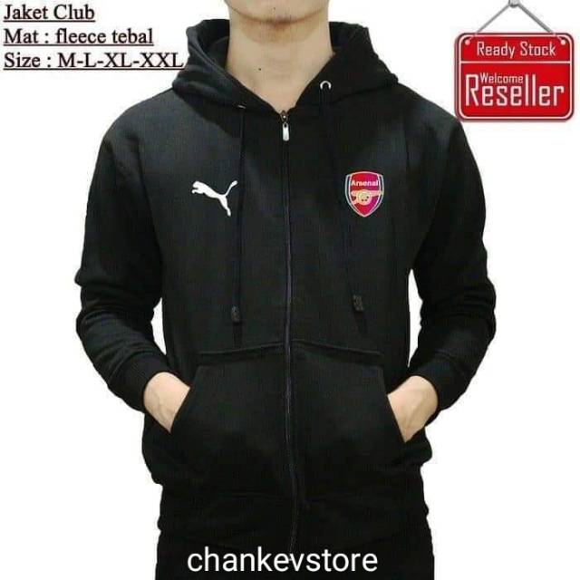 Áo Khoác Hoodie Phối Khóa Kéo In Logo Câu Lạc Bộ Bóng Đá Arsenal Cá Tính