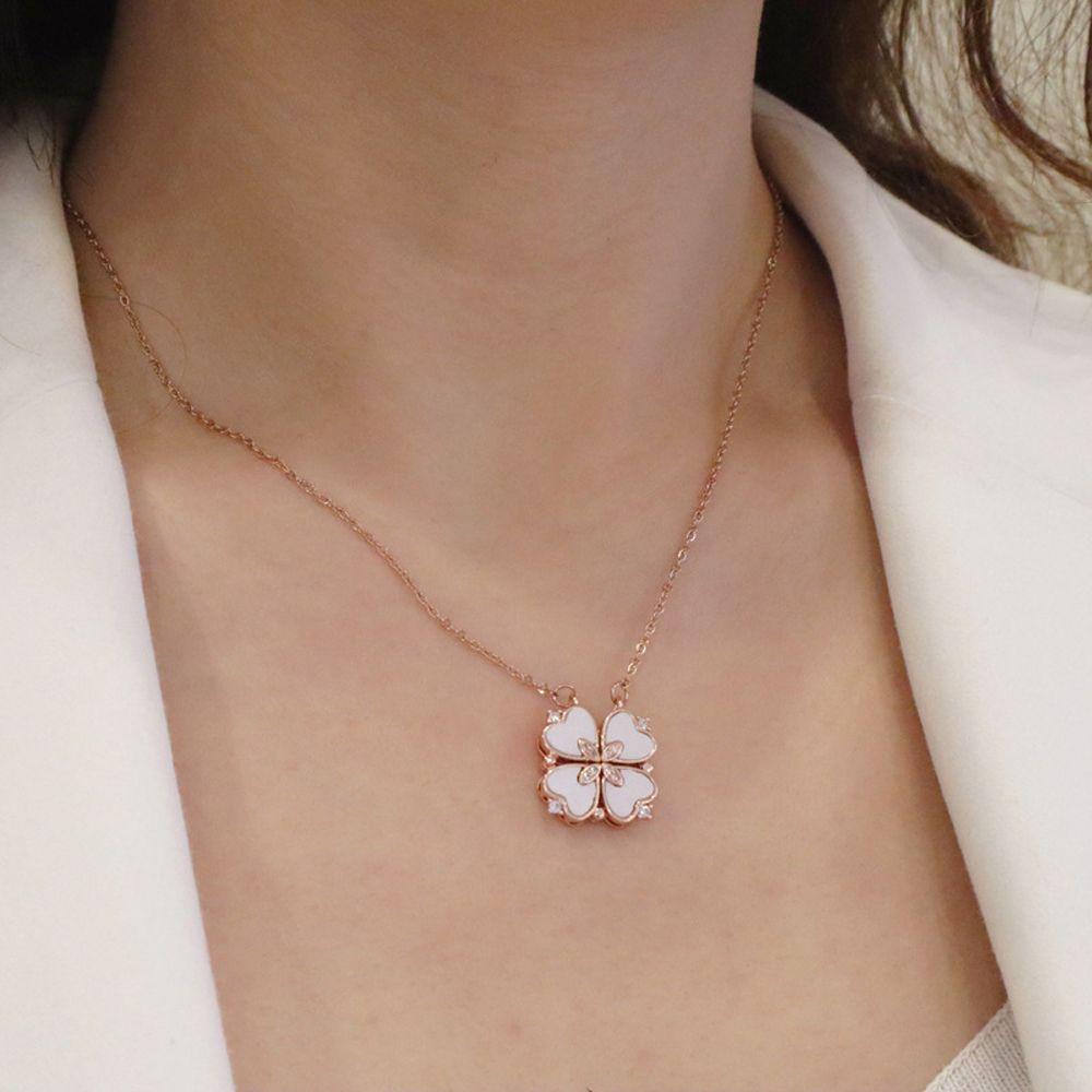 Vòng cổ Thép Titan Mặt Cỏ Bốn Lá VANES1 Phong Cách Hàn Quốc