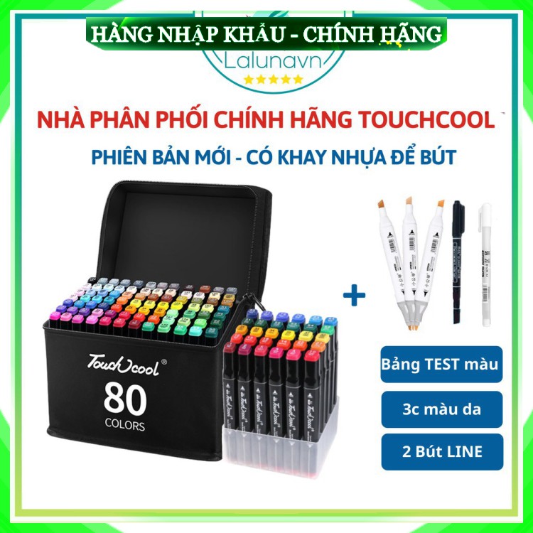 Bút Màu Marker Touchcool Túi Vải Bộ 48 Màu Vẽ Phong Cảnh, Chân Dung Chân Thực Cho Mẹ Và Bé
