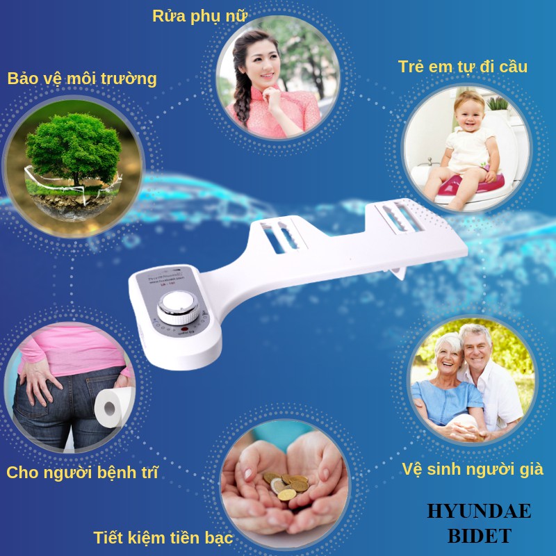 GIÁ HỦY DIỆT _Vòi rửa vệ sinh thông minh Hyundae Bidet HB-8000, vòi rửa tự động, bảo vệ môi trường, không sử dụng điện