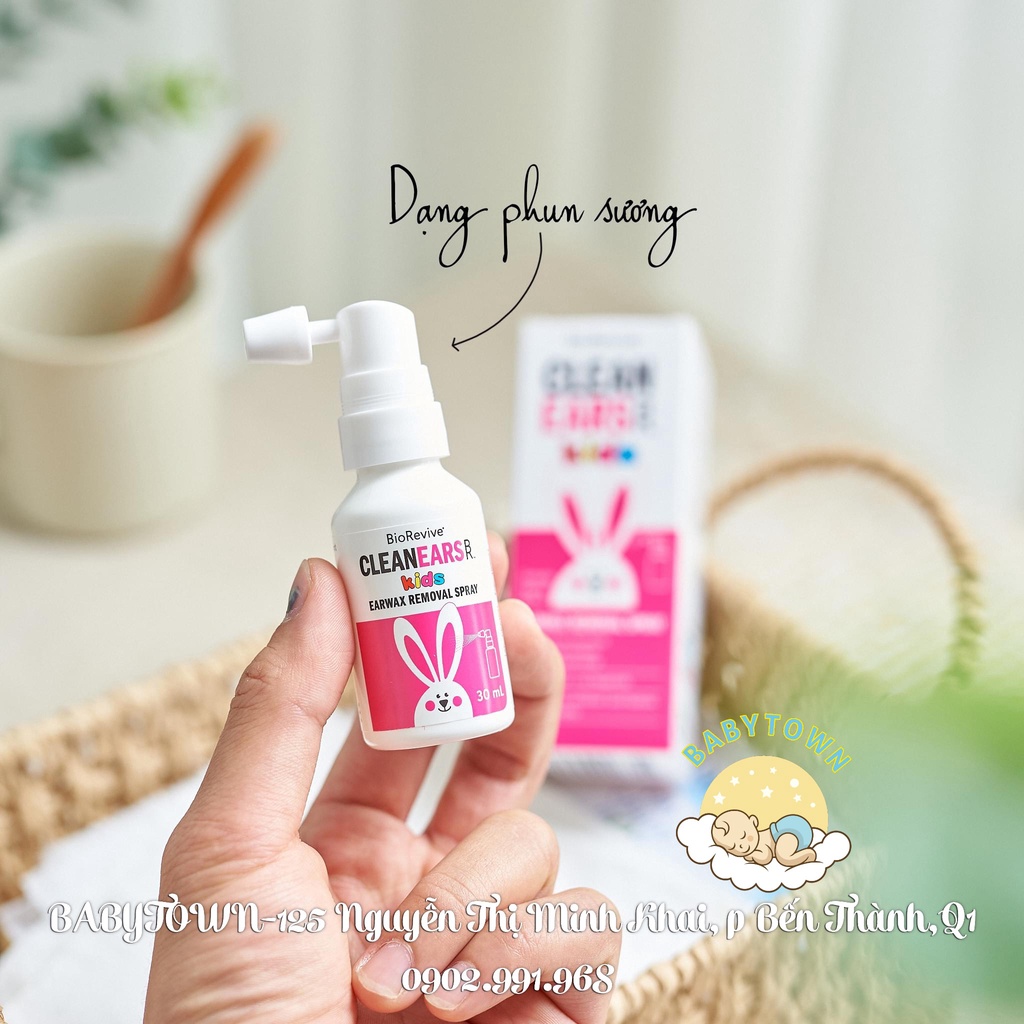 Xịt tan ráy tai cho trẻ từ 2 tháng tuổi trở lên Clean Ears Cleanears Kids lọ 30ml