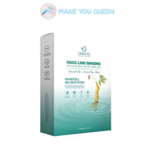 Mặt nạ da sinh học sâm Ngọc Linh Ginseng Second Skin Mask Orenya Hộp 6 miếng – Make You Queen
