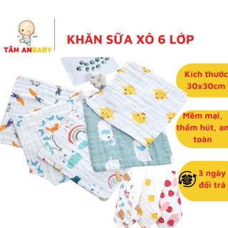 Khăn sữa xô 6 lớp rửa mặt Loại Dày siêu mềm mại Cho Bé