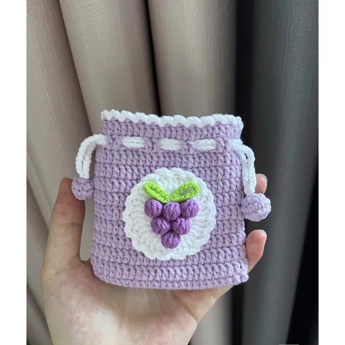 Túi rút nhỏ xinh handmade làm bằng len hình trái nho 🍇