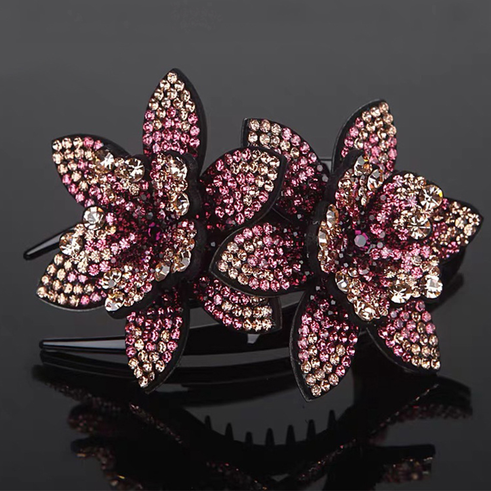 SOMEDAYZL Ladies Hair Combs Elegant Hairgrip|Hair Clip Women Large Size Double Flower Headwear Korean|Hair Accessories pink/pink/champagne