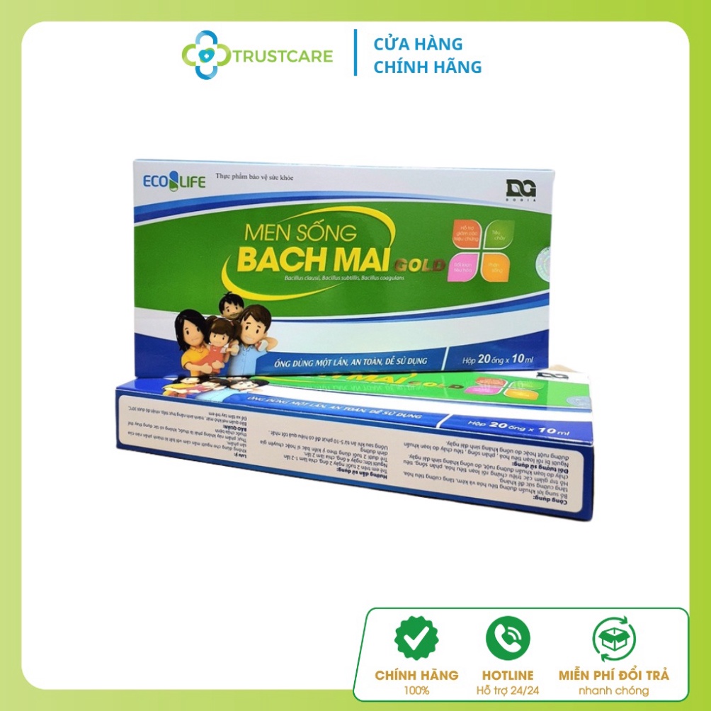 Men sống Bạch Mai Gold, tiêu hóa tốt, tăng đề kháng với Kẽm gluconat - Hộp 20 ống 10ml