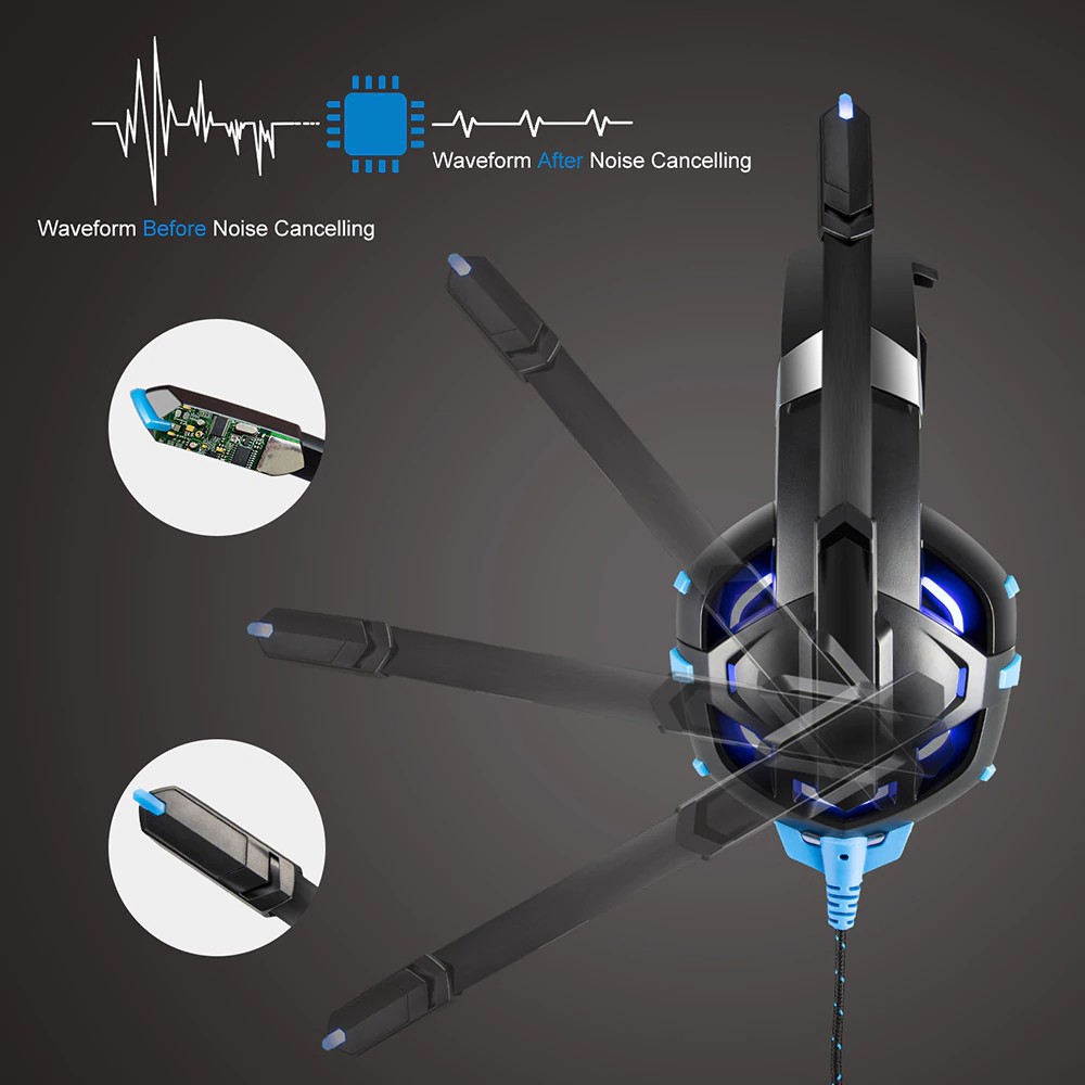 Tai nghe chơi game Onikuma K2A có dây tích hợp đèn LED và micro chất lượng cao cho laptop máy tính