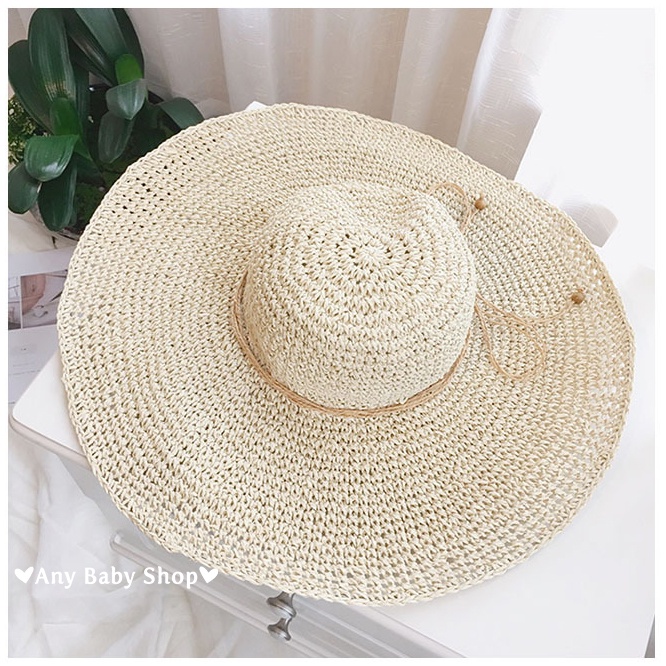 Mũ cói đi chơi, đi biển thắt nơ vành siêu to rộng 2 màu sang chảnh- gấp gọn được (hàng có sẵn) ❣❣