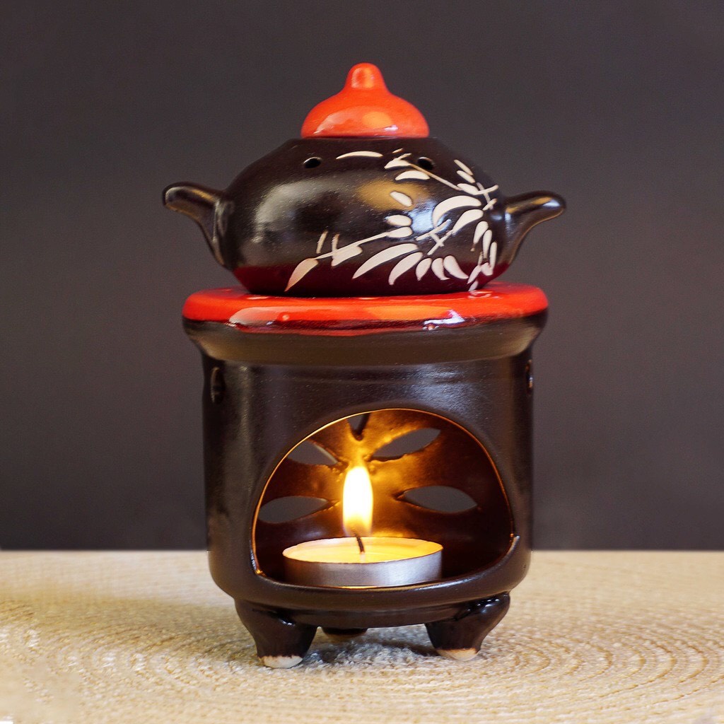 Đèn xông tinh dầu dùng nến gốm sứ BÁT TRÀNG ẤM TRÀ