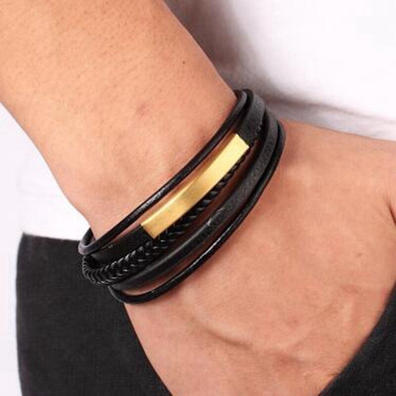 Vòng Tay Nam Hanmade AROTI  Chất Dây Da Cao Cấp, Khóa và Charm Titan Cực Đẹp, Phong Cách Sang Trọng, Cá Tính VT617-V