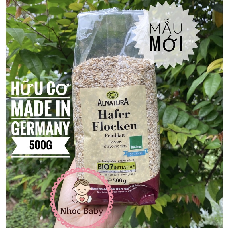 [CHUẨN AUTH] Yến mạch nguyên chất hữu cơ Bio Alnatura Đức gói 500gr (cán dẹt)