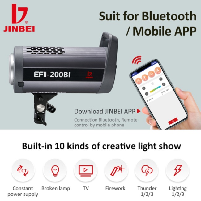 Đèn led studio Jinbei EFII200Bi hàng chính hãng, giá tốt