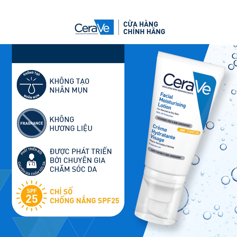 Bộ sản phẩm CeraVe kem dưỡng ban ngày 52ml& sữa rửa mặt sạch sâu cho và da khô 20ml