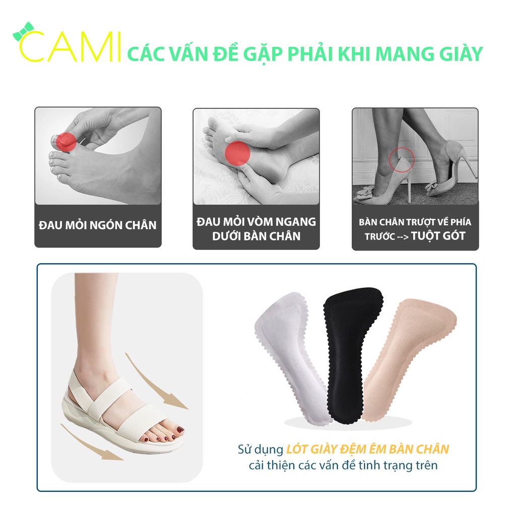 Lót giày sandal, cao gót thấm hút mồ hôi cực tốt, chống trượt, êm chân dành cho nữ - Cami - CMPK273